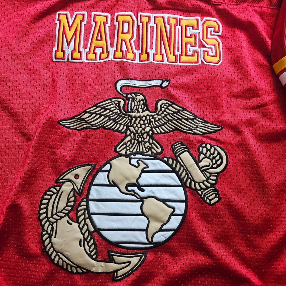 Colosseum Athletics USMC Jersey Men Large Red Embroidered Marines Football Shirt - Picture 10 of 14